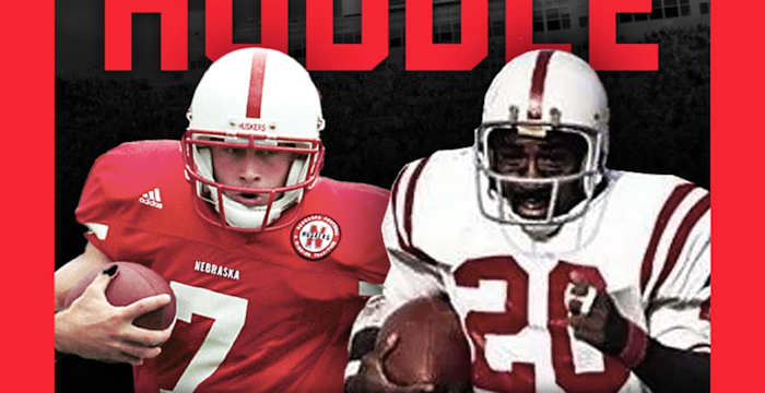 Husker Heisman Huddle Eric Crouch and Johnny Rodgers cropped